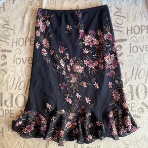 Jessica | vintage women's small midnight blue floral midi Skirt